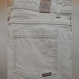 Prana Slim Fit Mens Pants 38x32 (Tag 36x32) Brown Flat Front with Logo